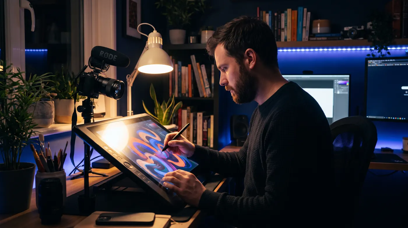 Art creator painting a mural live for their stream audience