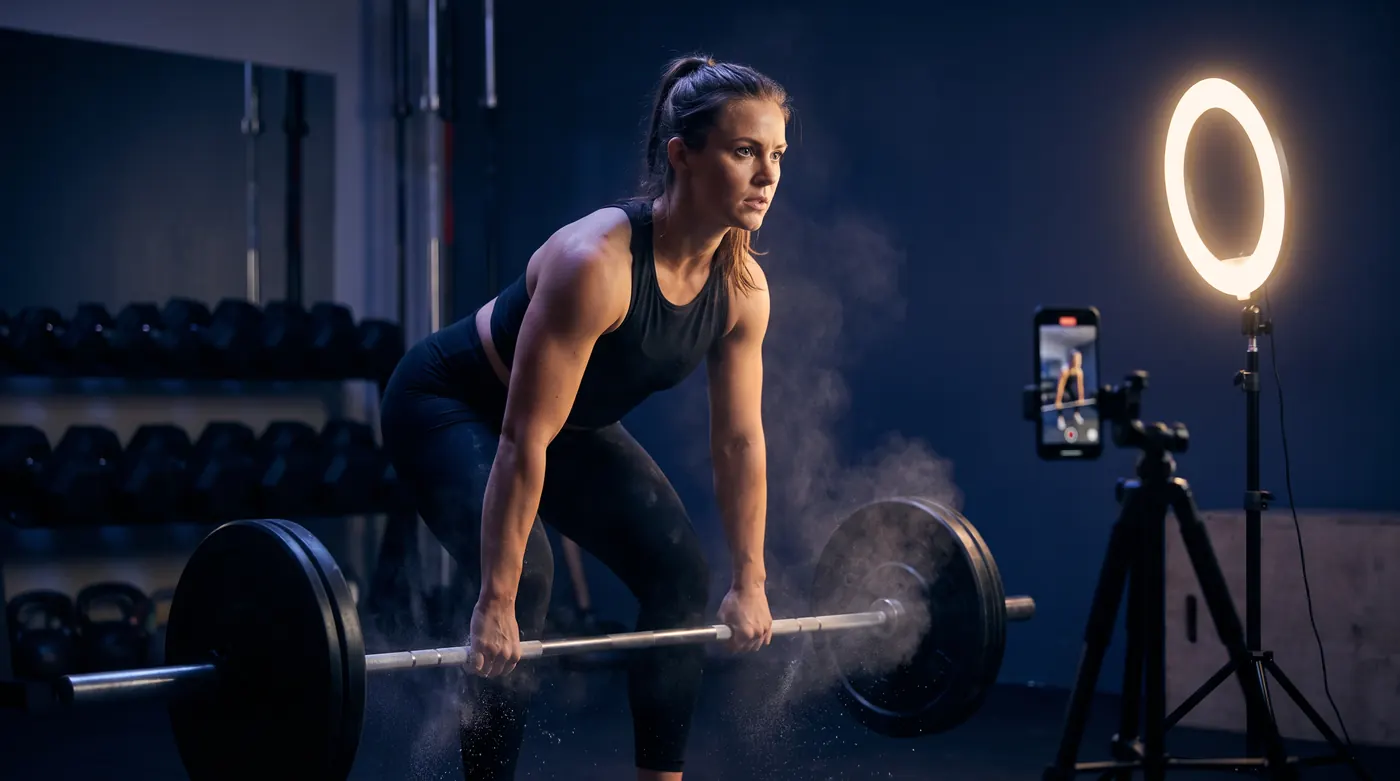 Fitness creator attempting a barbell PR live on stream